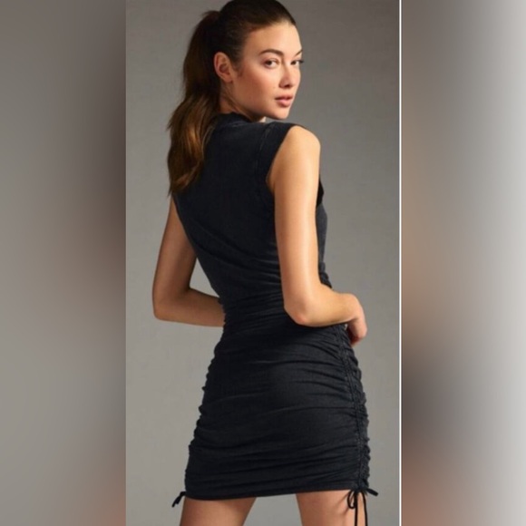Anthropologie Daily Practice Sleeveless Ruched Faded Black Dress Size XL - Picture 2 of 8